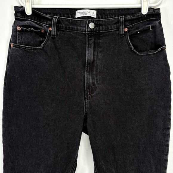 Abercrombie The Ankle Straight Ultra High Rise Jeans Size 32 Long Distressed - Picture 3 of 14